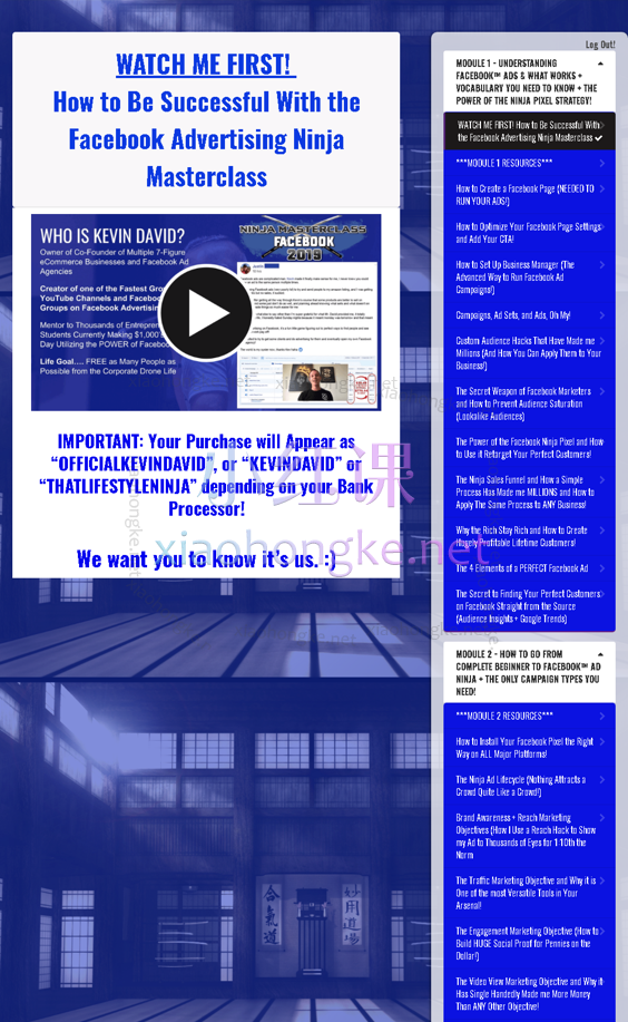 Kevin David – Facebook ds Ninja Masterclass