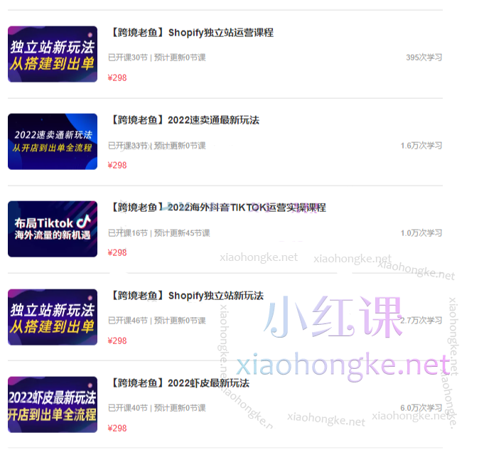 【跨境老鱼】Shopify独立站、虾皮、速卖通、TIK、亚马逊跨境电商合集