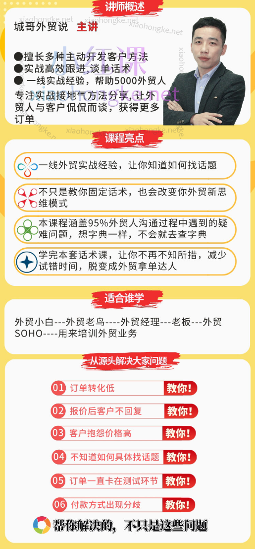 城哥外贸:外贸话术+营销实战课程,38招实战话术秘籍,搞定客户难题不求人! 🔥