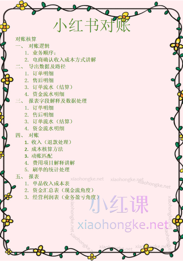 财务小筑:电商财务-小红书对账