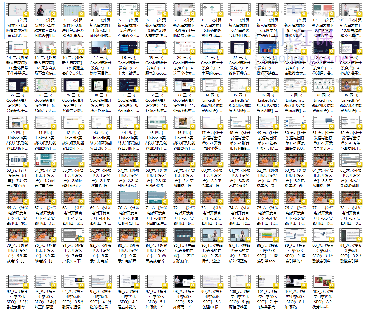 帮课大学外贸业务开发大全/外贸出口流程/社媒/谷歌/领英/邮件/电话/寄样