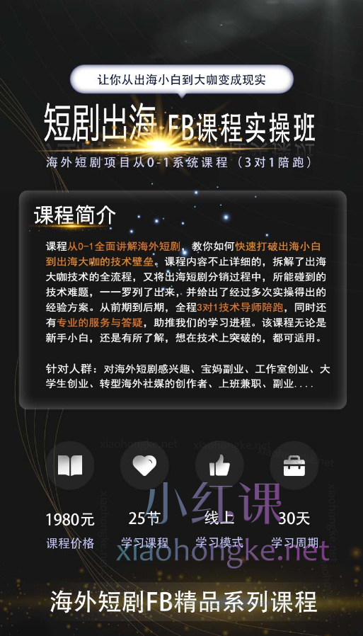 短剧出海FB精品系列课，出海短剧小白到大咖