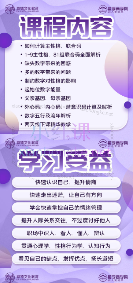 徐翊佳数字性格心理学(一二阶段高级课)