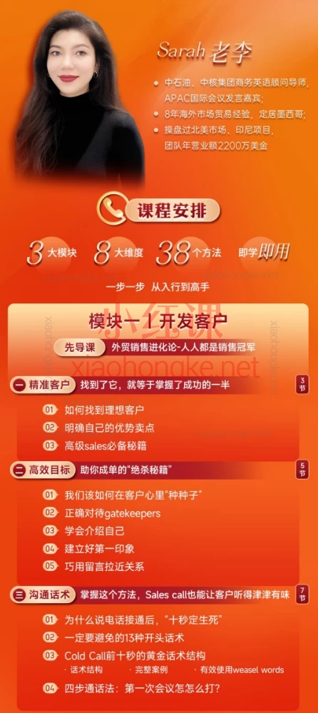 Sarah老李外贸电话高手：黄金话术高成交客户开发（自学版）