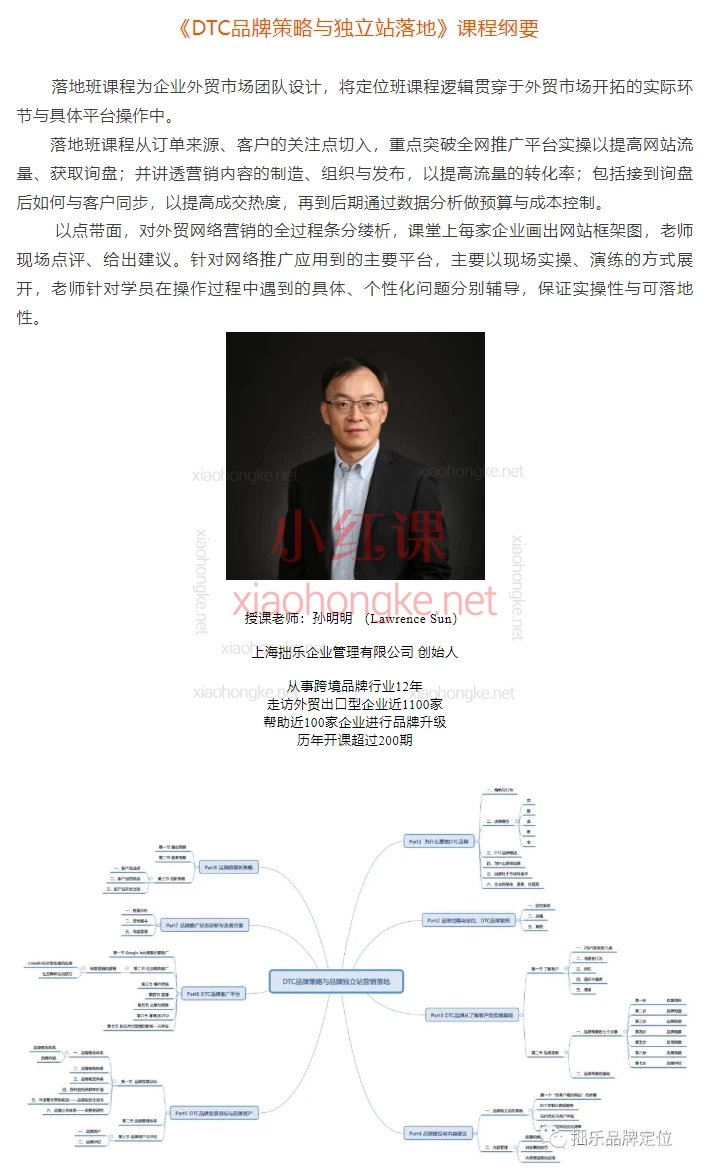 孙明明DTC品牌策略与独立站营销落地,品牌建设、内容建设与推广全攻略