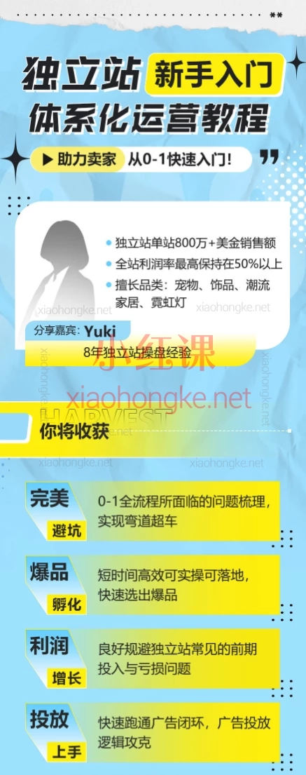 独立站新手入门体系化运营教程，选品、建站、上品、定价、利润测算、广告投放及运营数据等