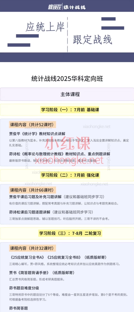 2025统计战线华科应统定向班，华科应统考研定向班 - 茆诗松+贾俊平统计学备考全解析