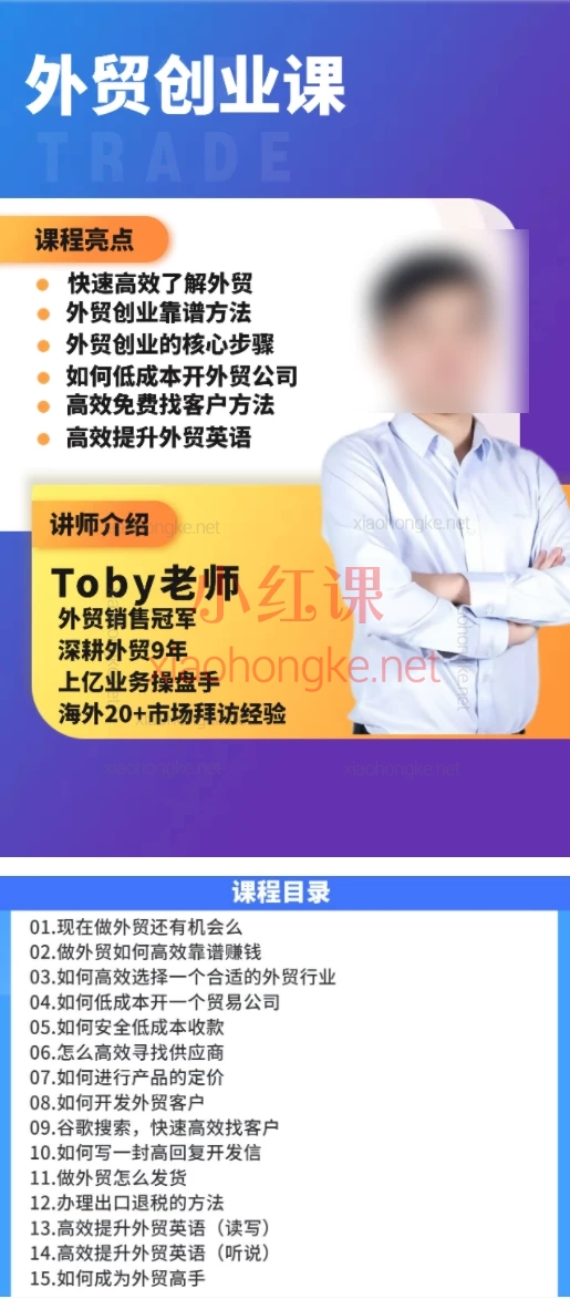 Toby外贸创业课，从谷歌找客户到高回复开发信的终极秘籍