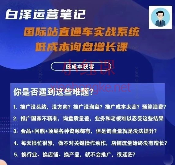 白泽国际站直通车实战系统:低成本询盘增长课