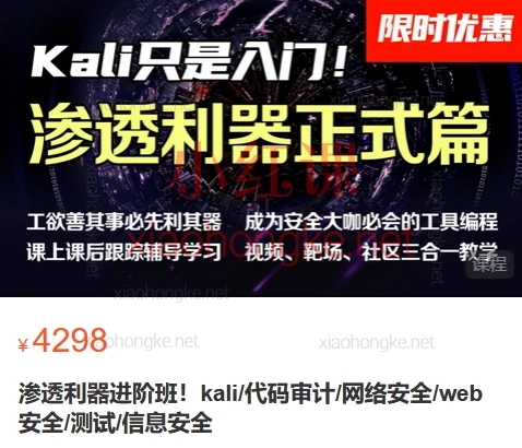 掌控者:渗透利器进阶班!kali/代码审计/网络安全/web安全/测试/信息安全,零基础进阶网络安全专家