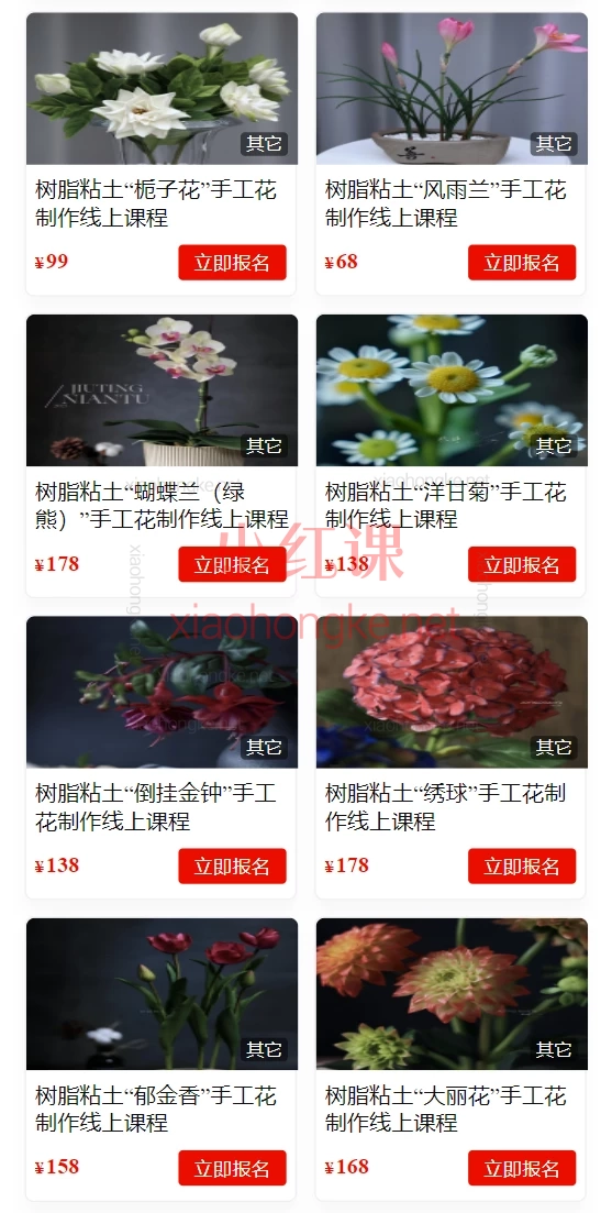 树脂粘土手工“花卉合集”线上课程🔥 400+课时手把手教你捏出50+种绝美仿真花 | 玖婷花意堂