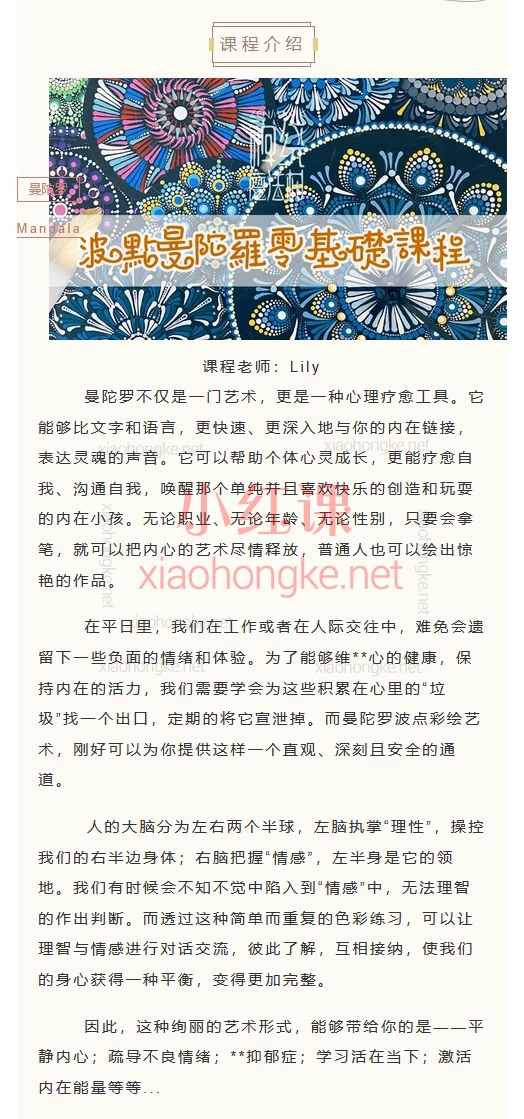 禅绕魔法村-曼陀罗波点彩绘艺术零基础课堂(Lily)零基础也能画!,找回内在小孩的快乐✨