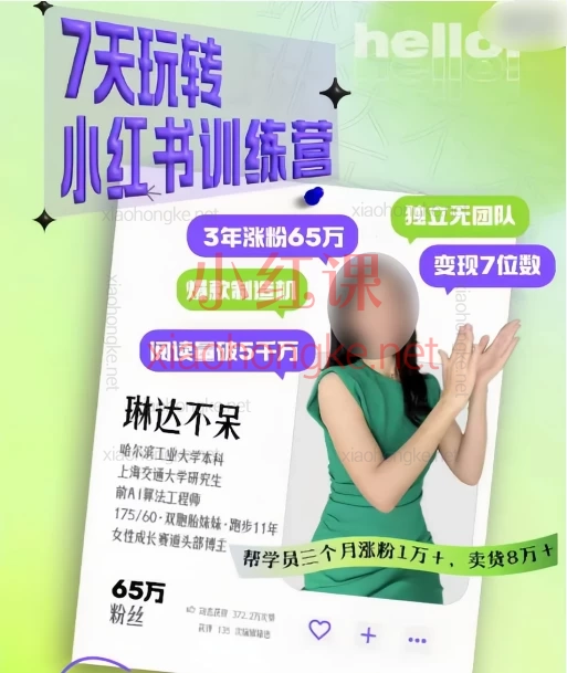 琳达不呆7天玩转小红书训练营|小红书65万粉头部博主亲自授0粉也能变现!