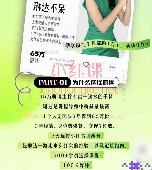 琳达不呆7天玩转小红书训练营｜小红书65万粉头部博主亲自授0粉也能变现！​