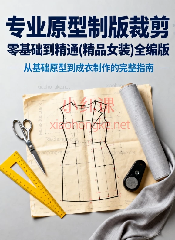 专业原型制版裁剪:零基础到精通(精品女装)150+集超全系统教程,小白也能逆袭专业版师!