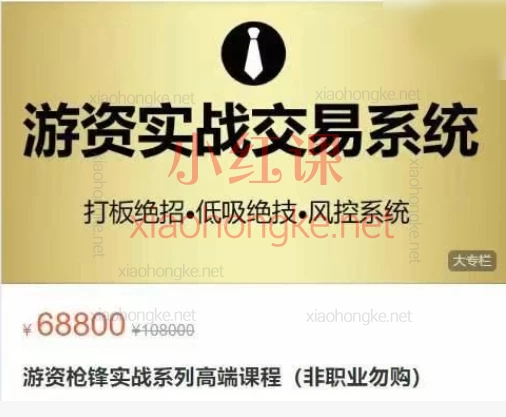 游资枪锋实战系列高端课程程|从小白到游资操盘手的进阶指南!