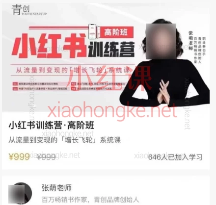 张萌小红书训练营高阶班：9步实现从内容账号到盈利系统的跃迁