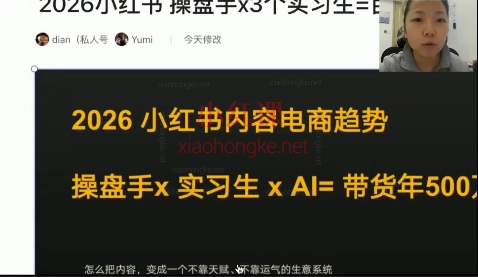 2026迪安-如何通过1个小红书内容操盘手+3个实习生，变现百万?｜体系化+AI驱动，4-5人创造千万生意