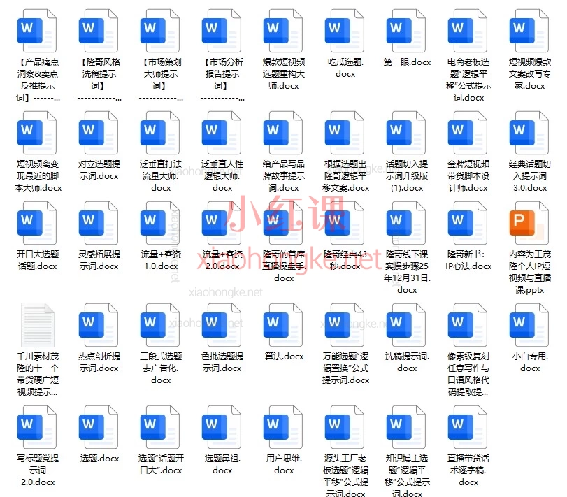 2026内容为王：茂隆个人IP短视频与直播线下课全套资料（附提示词+实操手册）