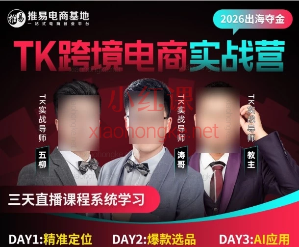 2026推易电商TikToK跨境电商实战营，从 0 到爆单三天直播课程