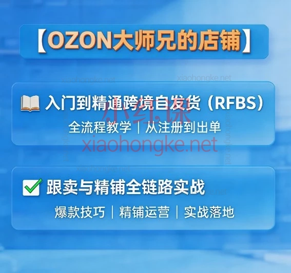 OZON大师兄的店铺:入门到精通跨境自发货(RFBS)、跟卖与精铺全链路实战