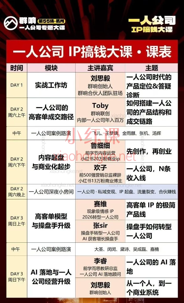 2026群响第55场扬州站|一人公司 IP 搞钱大课,单人也能赚百万!