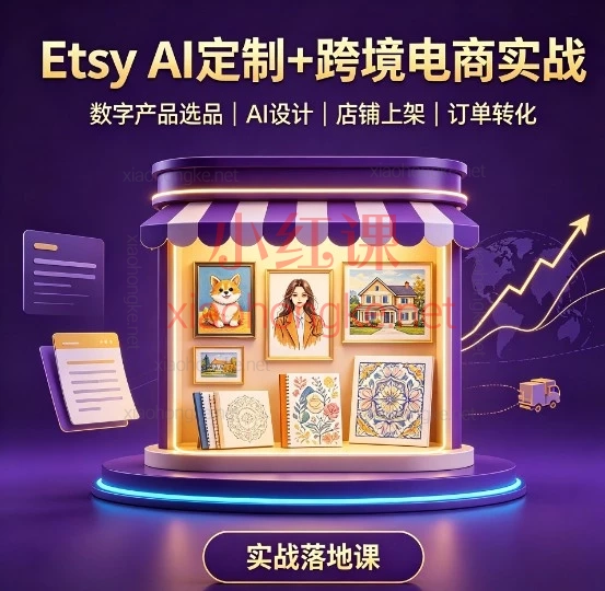 Etsy AI定制+跨境电商实战:0基础打造月入$3000+的数字产品被动收入(Printable/宠物定制/无缝图案)