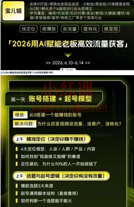 5天起号！宝儿姐AI短视频精准获客课｜商业定位+口播拍摄