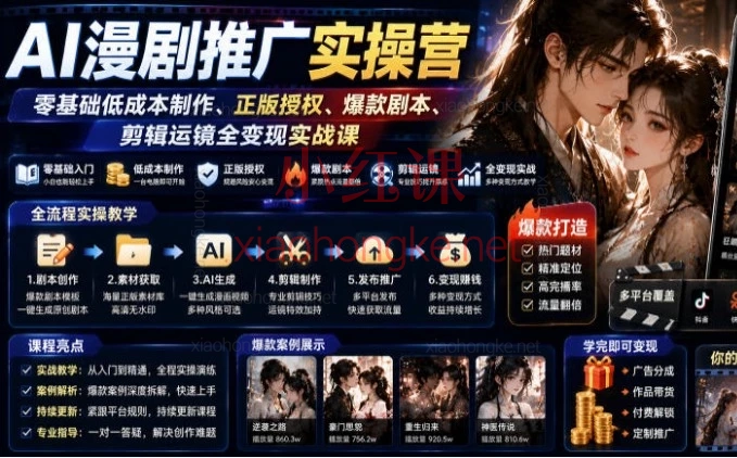 0基础做AI漫剧推广!保姆级实操营,接单/变现全攻略
