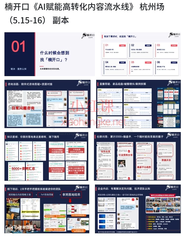 楠开口《AI赋能高转化内容流水线》杭州场|2天线下课