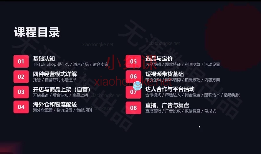 2026 TikTok Shop 美国站 0 基础运营课：18 节跑通开店、选品、达人与投放全流程