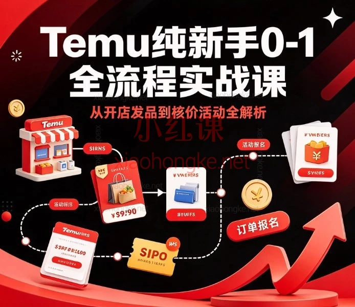 Temu纯新手0-1全流程实战课:从开店发品到核价活动全解析