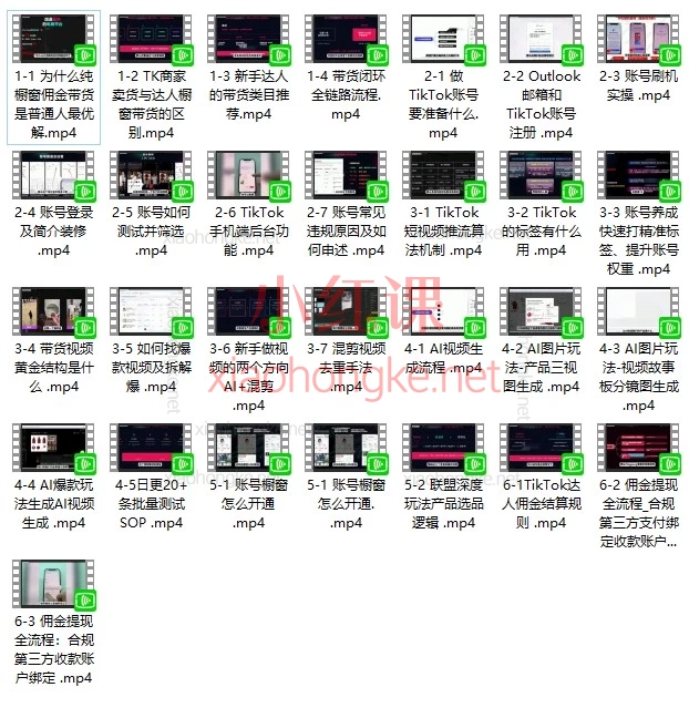 2026TikTok橱窗联盟带货实战|AI混剪+账号搭建+佣金提现全流程(国培/绿洲)
