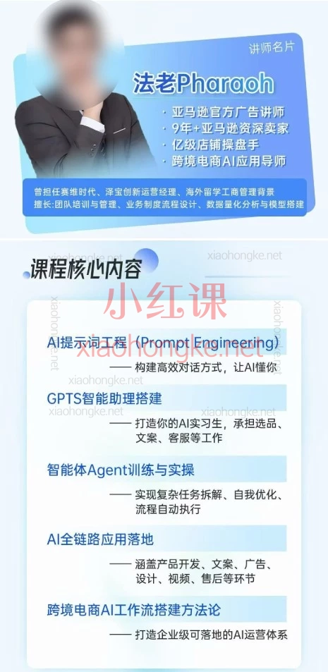 金紫塔跨境电商AI10倍增效落地实战课｜法老Pharaoh老师教你0基础搭建AI工作流降本增效