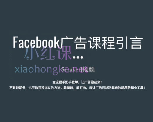 Smaker|杨颜Facebook 广告营销课程
